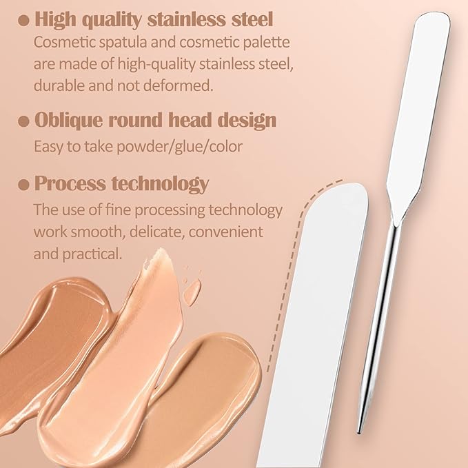DAGEDA Stainless Steel Makeup Spatula Set, Makeup Mixing Palette Make up Spatula Tool, Foundation Spatula Makeup Foundation Mixing Pigment Palette, Cosmetic Spatula Foundation Palette Make up Tool