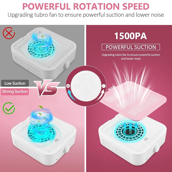 LIONVISON Nail Dust Collector for Salons: Vacuum Fan Dust Suction Machine for Beginners DIY - Manicure Pedicure Tool with Reusable Filter for Home