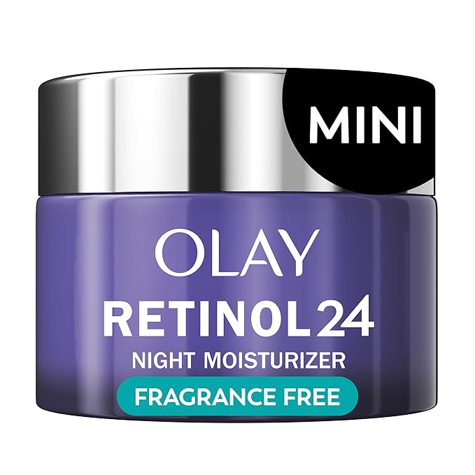 Olay Retinol 24 Face Moisturizer, Anti-Aging Night Cream for Women, Trial Size, Fragrance-Free, Non Greasy - Anti-Wrinkle, Smooth Fine Lines, Tightening Skin Care - Peptides, Glycerin, 0.5 Oz