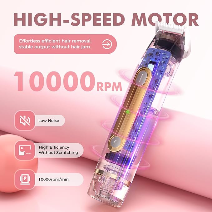 2 in 1 Bikini Trimmer for Women, Dual Head Electric Razor, IPX7 Waterproof Wet/Dry Use Women Electric Shaver, Painless Body Facial Hair Remover for Bikini Legs Arm Underarm, (Lavender)