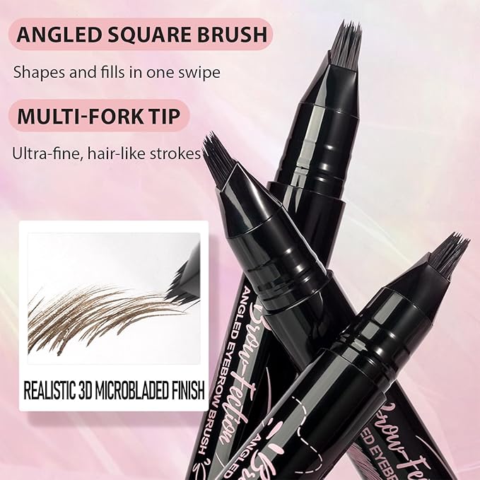 Eyebrow Pencils for Women, Liquid Microblading Eyebrow Pen with Square Angled Brush & Ultra-Fine Precision Tip – Natural Hair-Like Strokes, Waterproof, Smudge-Proof & Long-Lasting, Easy to Use (Black)