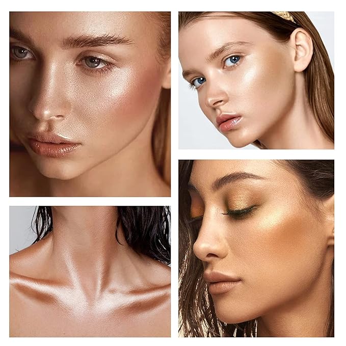 Shimmer Body Luminizer 5 Color Waterproof Smooth Face Body Glow Illuminator Non-sticky Liquid Body Highlight Illuminator for Face & Body & Leg (80 ML, 05 Rose Gold)