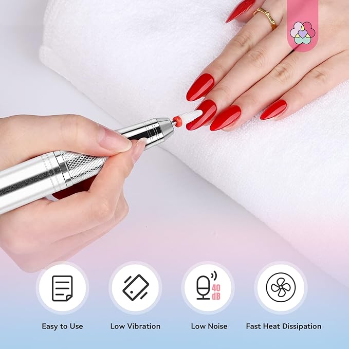 SAVILAND 45000RPM Electric Nail Drill Professional: Unique Coreless Nail File Last 15H Long Battery Life |Cordless Nail Drill for Quick Acrylic Nail Removal Ultra Quiet Salon Use Manicure Pedicure