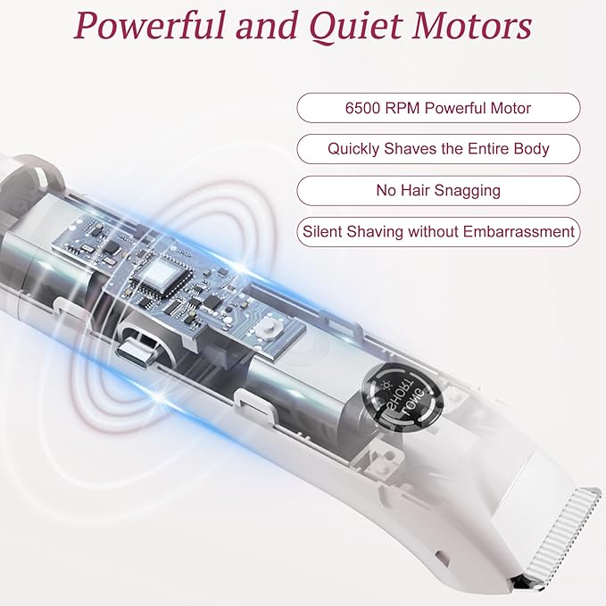 Bikini Trimmer for Women, 4 in 1 Wet/Dry Electric Razors for Women - Dual Head, Painless Rechargeable Portable Womens Razors for Shaving Set for Face, Nose, Eyebrows, Armpits, Bikini Area (White)