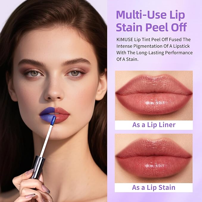 KIMUSE Lip Stain Masque: Peel Off Lip Stain Long Lasting Waterproof 12HR Transfer Proof & Hydrating Tint, Instant Lip Color With Natural Matte Effects, Vegan & Easy To Use