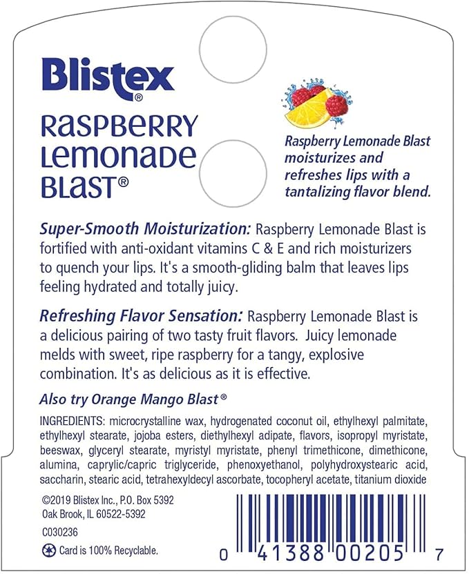 Blistex Raspberry Lemonade Blast Lip Protectant - 0.15oz Value Pack of 12