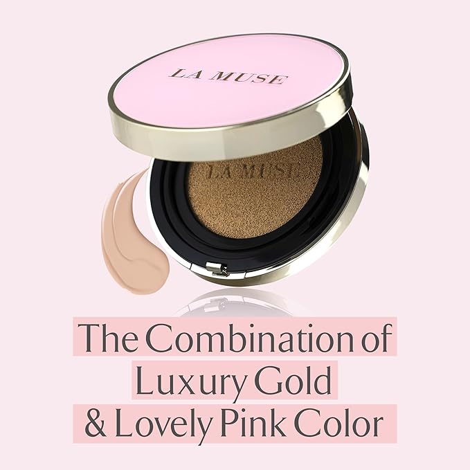 LA MUSE Complexion Correcting-Korean Cushion Foundation(2 Packs) | No Makeup Look, Daily Korean Makeup Foundation, Comfortable Wear | Natural Tone-Up Effect, Light to Medium Tones | For All Skin Types