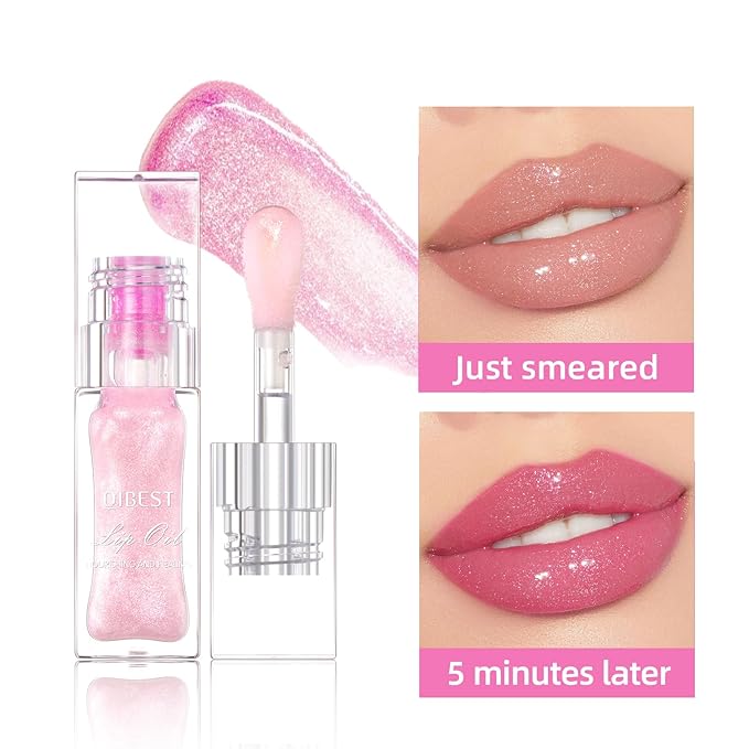 Magic Color Changing Moisturizing Lip Glow Oil Plumping Glimmer Glow Lipstick, Hydrating Lip Gloss Lip Care, Long Lasting Non-sticky Fresh Texture Lip Oil (Color Changing 03)