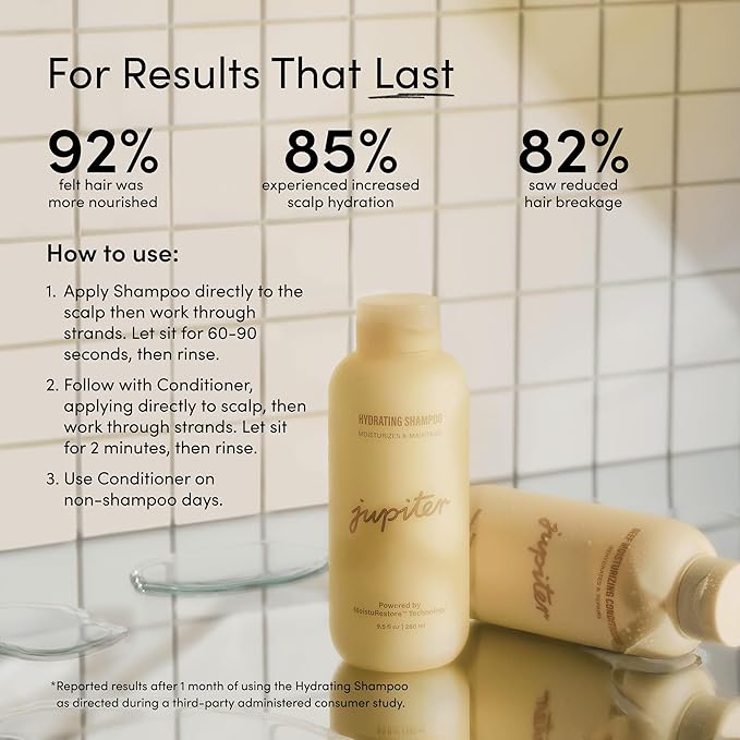 Jupiter, Physician-Formulated Moisture Boost Duo: Hydrating Shampoo & Conditioner, for Dry, Itchy, Tight Scalp, Vegan, Sulfate-Free, Color-Safe, & Paraben-Free, Deep Moisturizing Shampoo & Conditioner