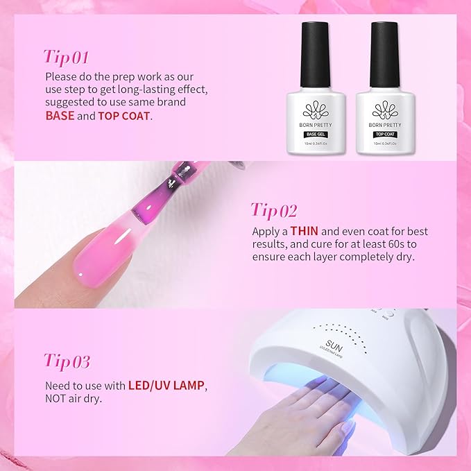 Born Pretty Jelly Gel Nail Polish Set - Milky Jelly Hot Pink Translucent Gel Polish - Spring Summer Neon Pink Valentine's Day Gift 6PCS