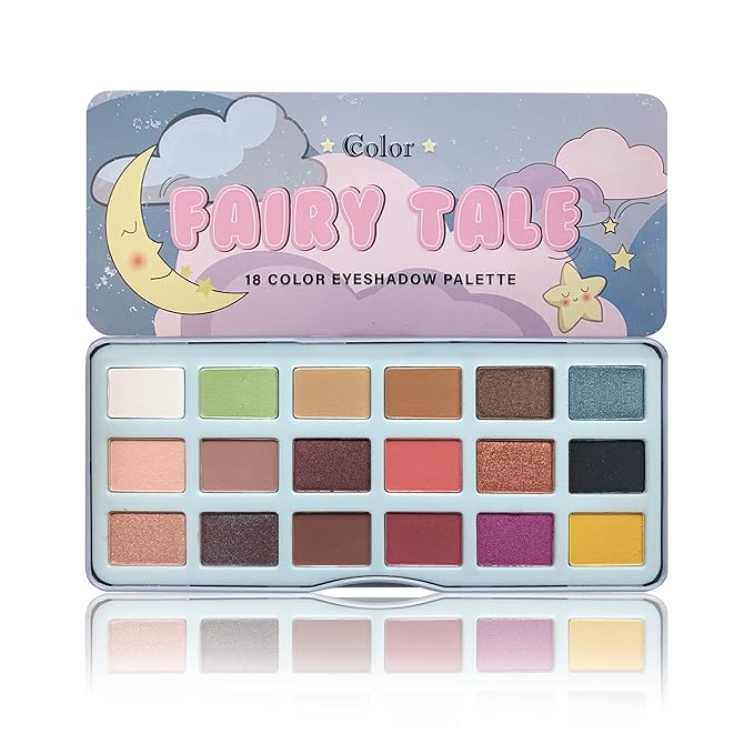 Cosmetics Fairy Tale Eye Shadow Palette Makeup, 18 Ultra-Blendable, Vibrant Matte & Shimmer Eyeshadow - Eyeshadow Palette Set With Mirror - Long Lasting, Travel-Size Makeup Palette