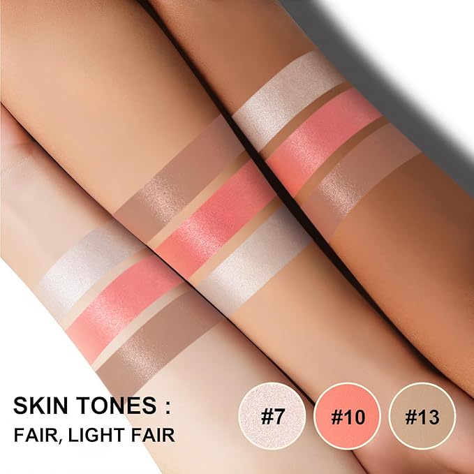 Lezero 3Pcs Contour Stick Makeup Kit, Shades with Highlighter, Blush and Bronzer Stick for Sculpt the Face and All Skin Type, Long Lasting, Smooth, Dewy & Matte Finish, #1 FAIR