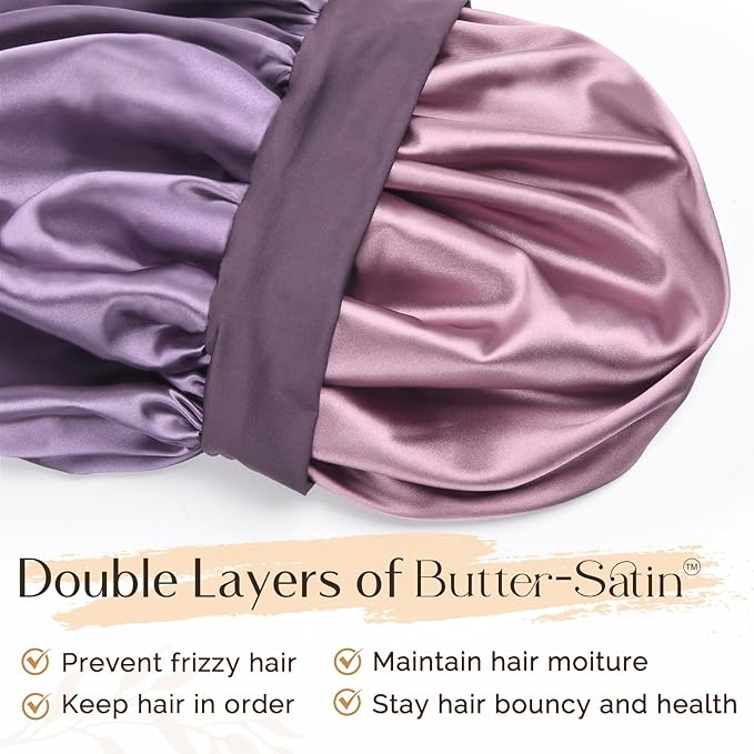 YANIBEST Silk Bonnet for Sleeping Women, Double Layer Hair Satin Bonnets with Elastic Band, Sleep Cap Curly Natural Hair