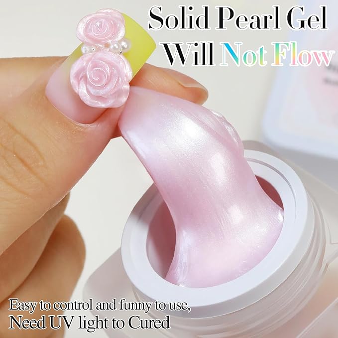Double Rhythm 3D Nail Gel Pearl Solid Sculpting Gel for Nail Art Non-Sticky Hard for Building Carving Molding Extension Soak Off UV/LED Nail Art Salon Home DIY 0.5 Oz (Light Pink-Silk 03)