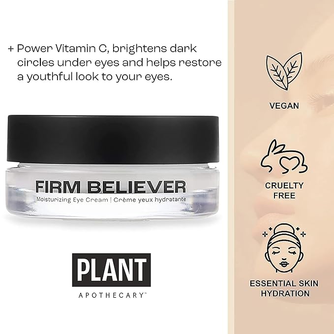 Firm Believer: 30ml Under Eye Cream with Vitamin C - Puffiness, Dark Circles, Eye Bags, Fine Lines and Wrinkles Reducer - Anti-Aging Eye Creams and Skin Care for Men and Women
