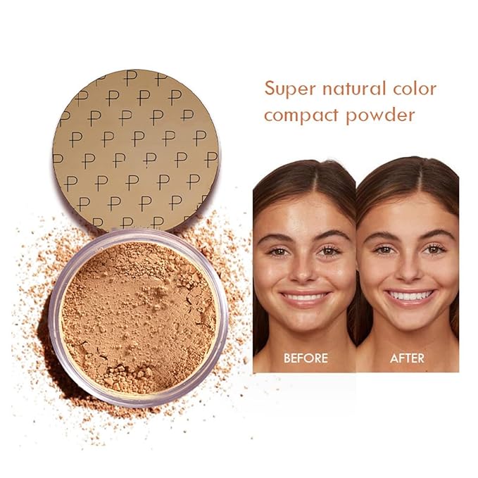 MAEPEOR Matte Setting Loose Powder 8 Colors Smooth and Lightweight Face Powder for Brightening and Setting Makeup with Face Puff (05 Heat)