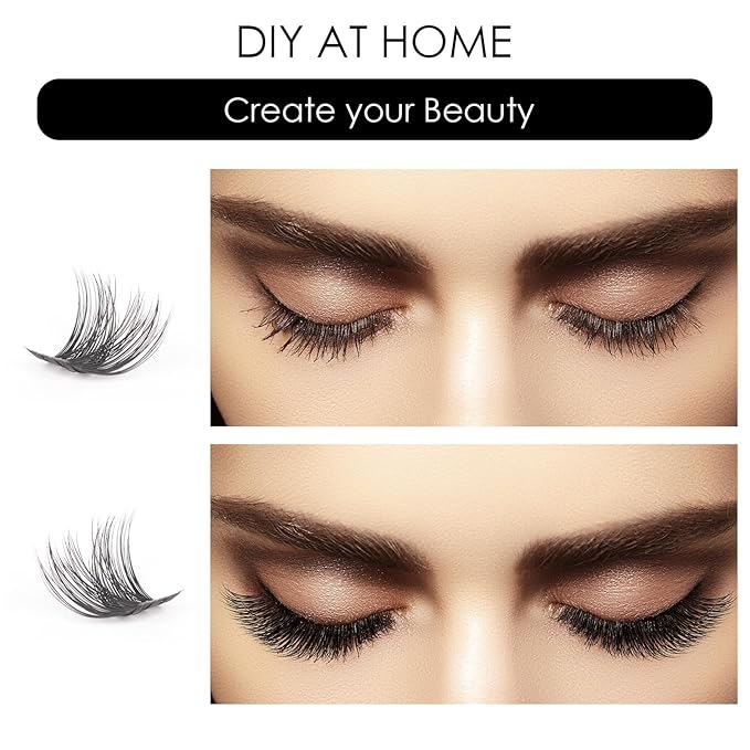 Cluster Lashes 72 Individual Lashes Clusters Eyelash Extensions False Eyelashes DIY Lash Extension Reusable False Eyelashes Natural Look Mix 10-16mm C D Curl-DM27