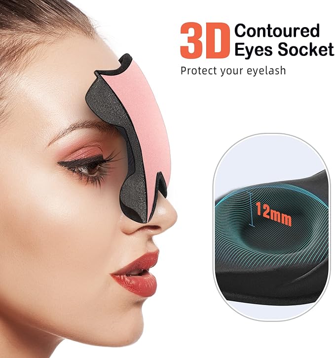 LitBear Sleep Masks for Women, Pink Eye Mask for Sleeping, Comfortable Night Sleeping Mask, Soft Contoured Eye Cover for Sleeping with Elastic Strap for Side Sleeper Men Flying Shift Worker
