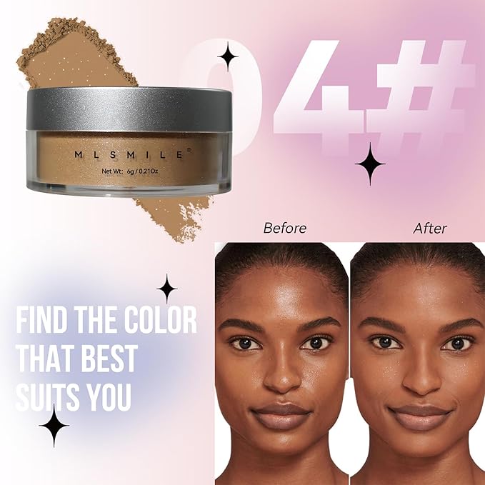Loose Face Powder Setting Powder, Shimmer Glitter Loose Powder, Matte Finishing Powder Shine, Waterproof, Oil Control, Lightweight Face Powder Makeup for All Skin Tones (Dark Brown Shimmer)
