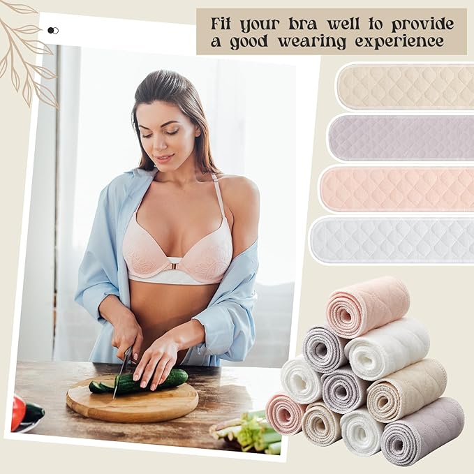 Toulite 10 Pcs Cotton Bra Liners 3 Layer Rectangle Under Bra Pads Sweat Liners for Women Sweating Supplies