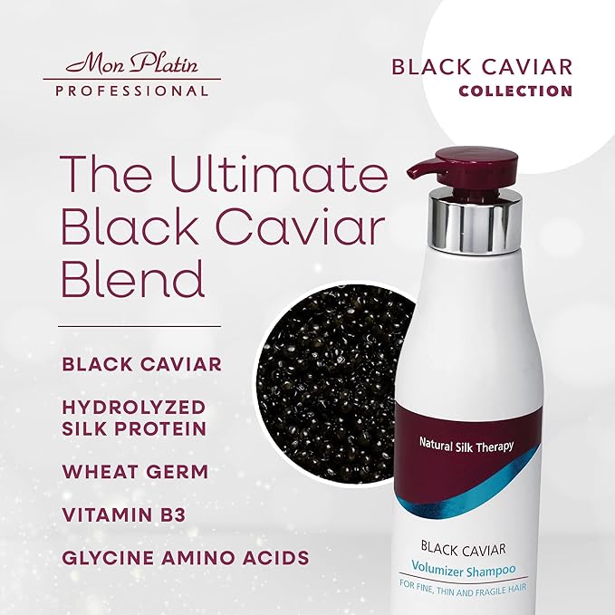 Mon Platin Professional Black Caviar Volumizer Hair Shampoo - For Fine, Thin, Fragile Hair - Enriched with Black Caviar, Hair Shampoo for Damaged hair, Volume Shampoo, SLS/Salt Free 500ML