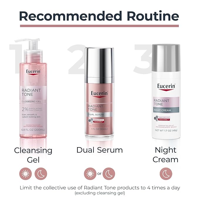 Eucerin Radiant Tone Night Cream, Dark Spot Corrector with Thiamidol, Night Moisturizer for Face Helps Visibly Reduce the Look of Persistent Dark Spots, All Skin Types, 1.7 Oz Bottle