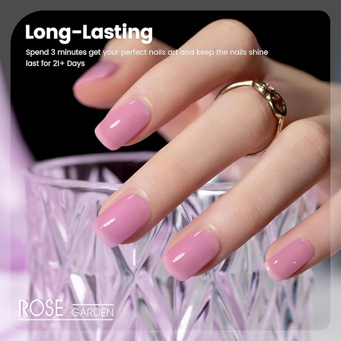 RARJSM Purple Pink Jelly Gel Nail Polish Set 6pcs Clear Crystal Glass Grape Purple Rose Pink Series Transparent Sheer Amber Milky Gel Varnish LED UV Curing Requires Soak off French Manicure Home Salon