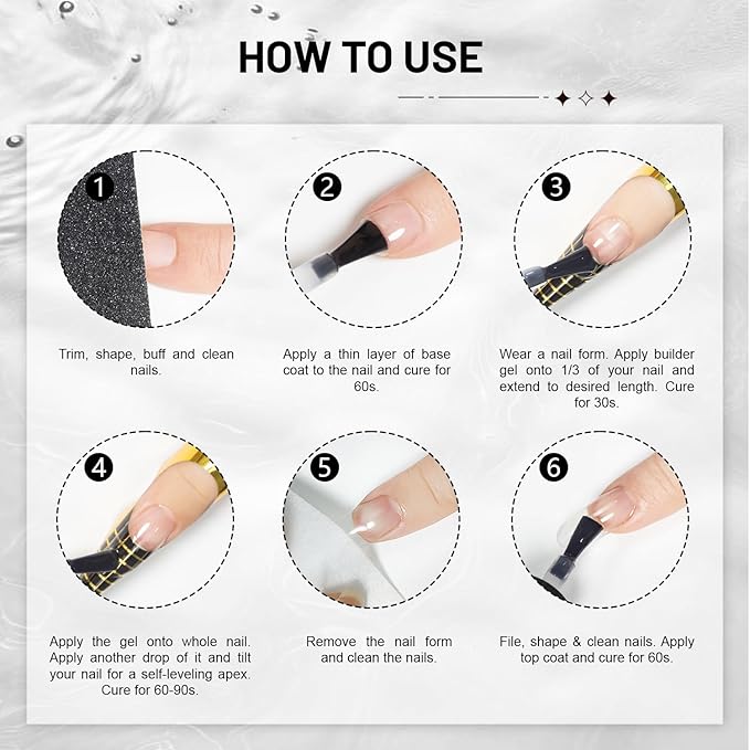 JODSONE 2Pcs 10ml Builder Gel Set, Clear Gel Nail Strengthener for Thickening, Nail Extension, Apex Building, Repairing Broken Nails, Long Lasting DIY Nail Art Gift for Women