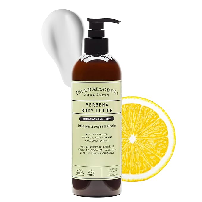 Pharmacopia Verbena Body Lotion - Hydrating Natural Moisturizer with Aromatherapy Benefits - Cruelty-Free Vegan Skin Care - Shea Butter, Aloe Vera, and Jojoba Oil - Lotion for Dry Skin, 16 oz