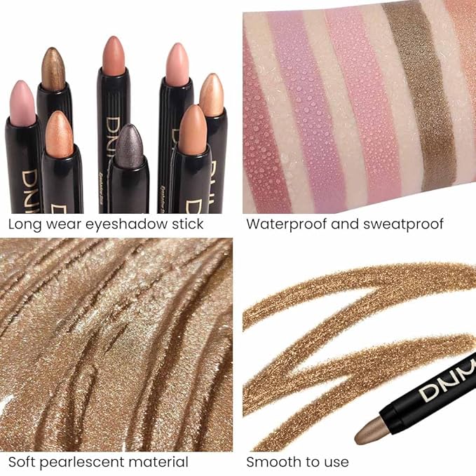 Kaely 8Pcs Cream Eye Shadow Sticks Set, Matte Shimmer Eyeliner Pencil Eyeshadow Palette Makeup, Eye Highlighter Brightener Stick for Older Women Waterproof Pigmented, sombras para ojos 06