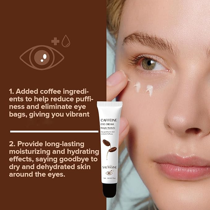 Caffeine Eye Cream for Dark Circles, Under Eye Treatment Eye Cream with Caffeine Anti Aging Wrinkles Lifting Firming Moisturizer Tightening Eye Cream 20ML
