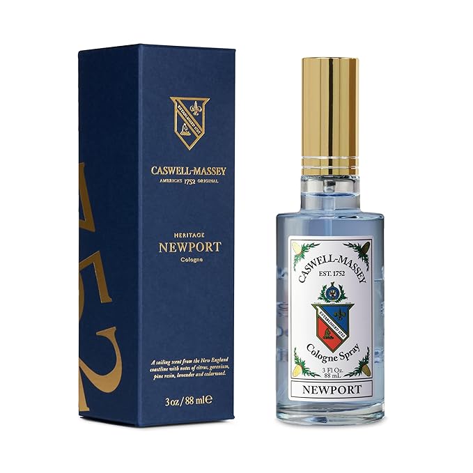 Caswell-Massey Gold Cap Newport Cologne Spray, Scents of Sandalwood, Cedar & Citrus, Fragrance For Men, Made In The USA, 3 Oz