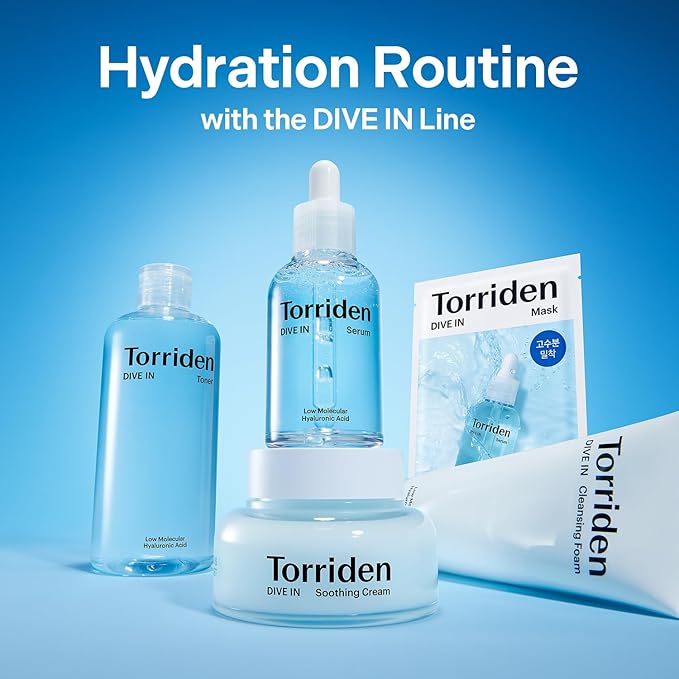 Torriden DIVE IN Hyaluronic Acid Facial Mask (10 sheets) | Extra Moisturizing Care | Hyaluronic Acid, Panthenol, Allantoin | Korean Face Mask
