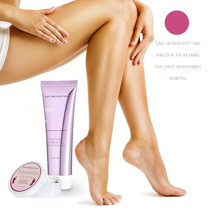 Live Green Bath and Body Pedicure Set- Relaxing Foot Care Set with Pink Fuzzy Socks, Peppermint Foot Lotion, and Foot Scrub, Holiday Present for Women