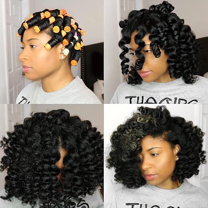 60pcs Perm Rods Set for Natural Hair Cold Wave Rods Hair Rollers for Women's Long Medium short Hair Curler Styling DIY Hairdressing Tools（Orange）