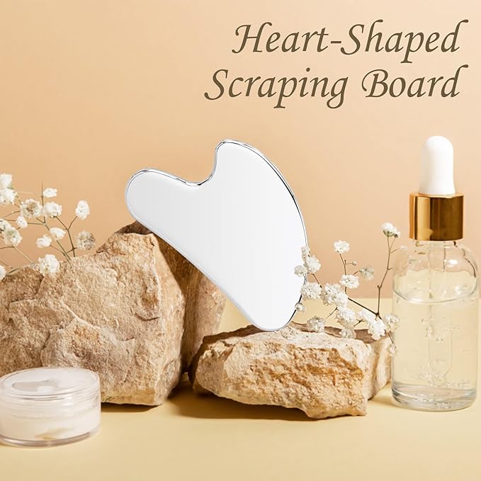 Stainless Steel Gua Sha Facial Tools Heart Shaped Guasha for Face Metal Gua Sha Tighten Skin Massage Guasha Beauty Tool for Body Eyes Neck