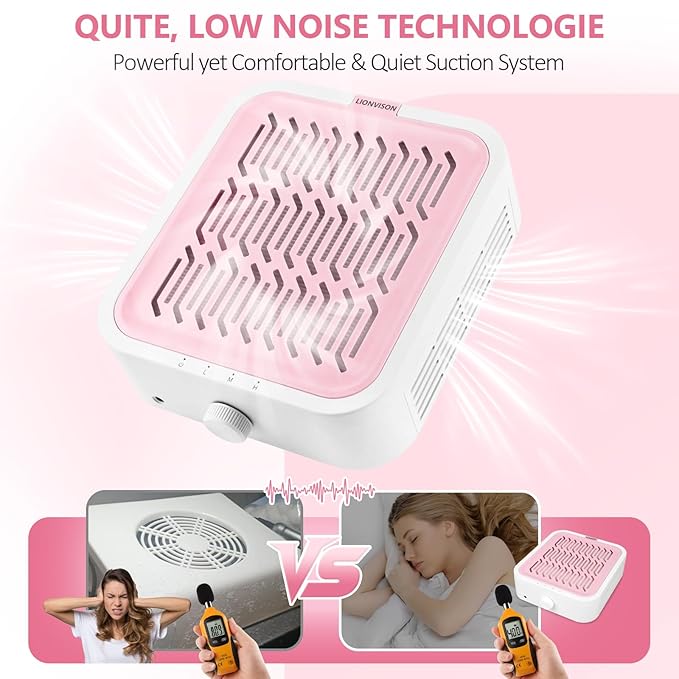 LIONVISON Nail Dust Collector for Salons: Vacuum Fan Dust Suction Machine for Beginners DIY - Manicure Pedicure Tool with Reusable Filter for Home