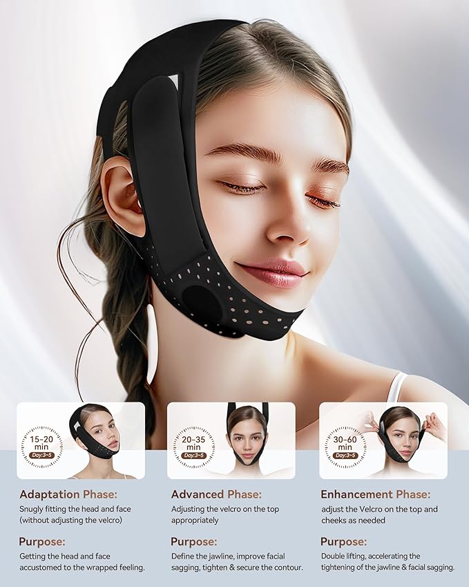 V-Line Sculpting Face Mask – Silicone Chin Strap for Jawline Tightening & Double Chin Reduction (23-27 Inches)