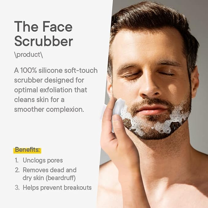 VWMYQ Silicone Face Scrubber for Men Facial Cleansing Brush Silicone Face Wash Brush Manual Waterproof Cleansing Skin Care Face Brushes for Cleansing and Exfoliating (White)