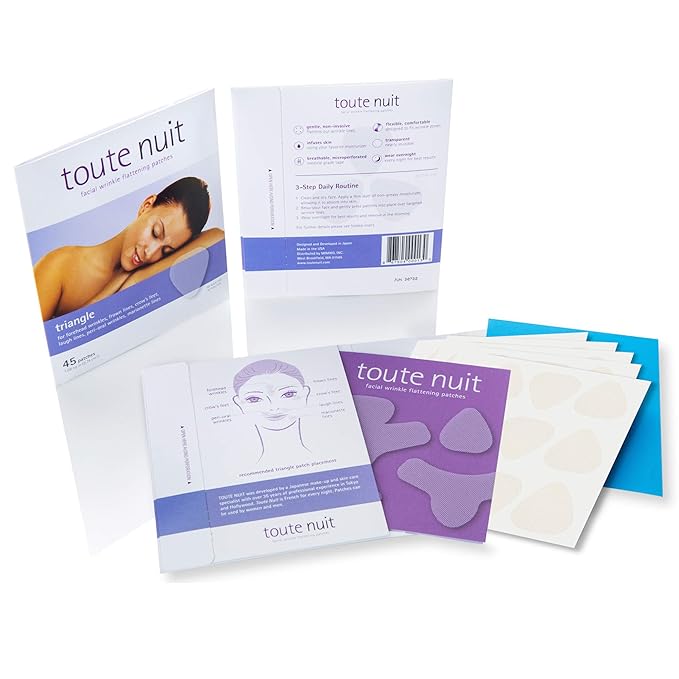 Toute Nuit Wrinkle Patches – Triangle – Face Tape for Forehead, Eyes & Lips – Hypoallergenic Anti Wrinkle Patches – 45 Count, Made in USA