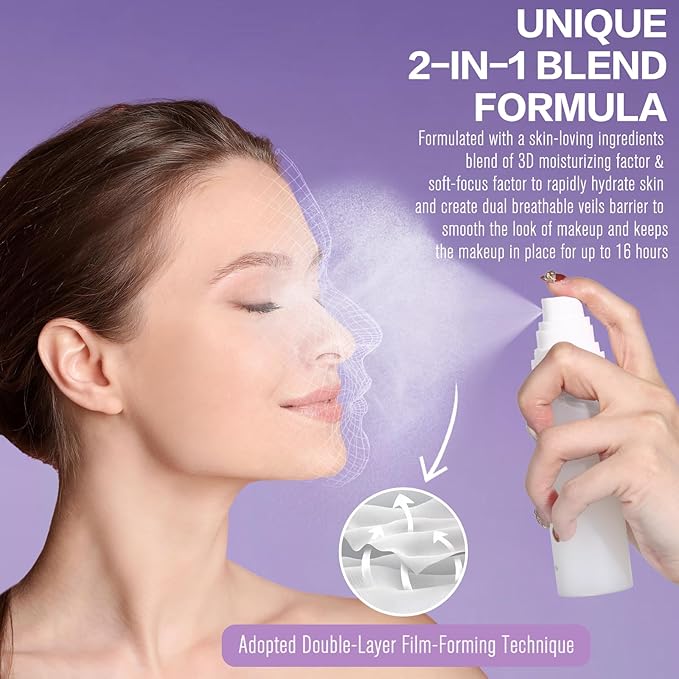 UCANBE Dewy Setting Spray for Makeup, Long Lasting Hydrating Make Up Finishing Spray for Face, Micro-Fine Mist Fixing Spray for Dewy Glow Finish, Lightweight & Waterproof for up to 16 Hours Wear