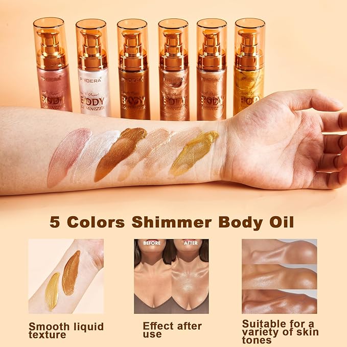 PHOERA Body Luminizer Highlighter, Waterproof Moisturizing and Glow For Face & Body, Face Body Glow Illuminator (2PCS 101 Rose Gold)