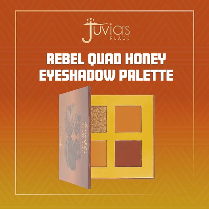 Juvia's Place Rebel Quad Honey Eyeshadow Palette - Professional Eye Makeup, Pigmented Eyeshadow Palette, Makeup Palette for Eye Color & Shine, Pressed Eyeshadow Cosmetics, Shades of 4