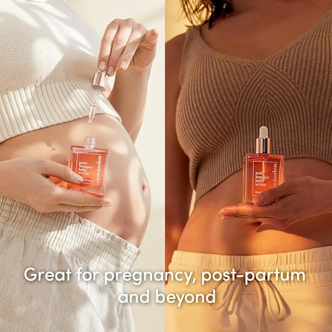 Evereden Postpartum Glow Duo - Petit Bouquet Belly Oil & Nourishing Stretch Mark Cream - Dermatologist-Developed Clean & Vegan Maternity Skincare Postpartum Gifts for New Mom - Stretch Mark Reduction