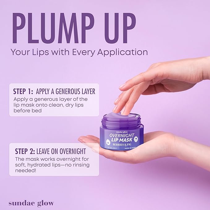 Berries & Fig Lip Mask - Dermatologist Tested, Anti-Aging, Korean Skin Care, Deep Hydration, Overnight Lip Repair - Non- GMO, Vegan, Clean Beauty, 95% Natural, Cruelty-Free - 1 Pack