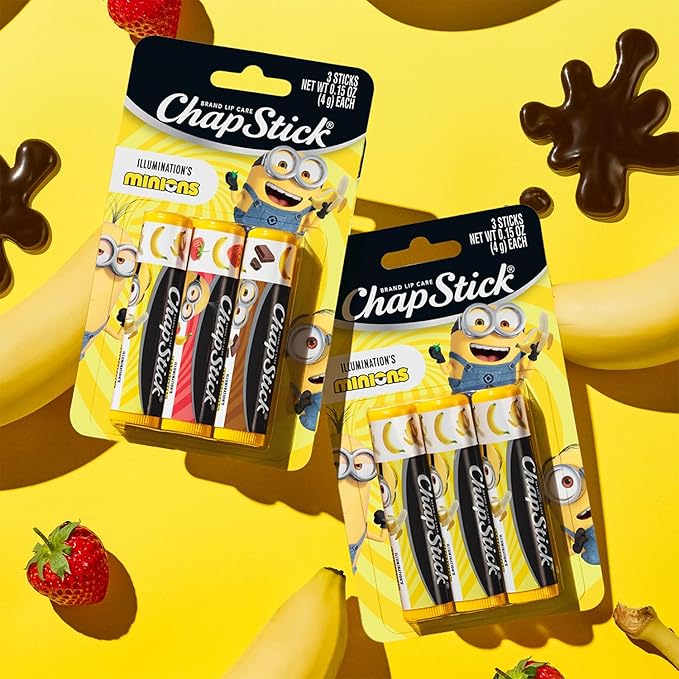 ChapStick Bulk Lip Balm Sets, Minions, 12 Banana Variety 3-Packs (36 Sticks Total), Party Favors for Kids, 0.15 Oz Ea