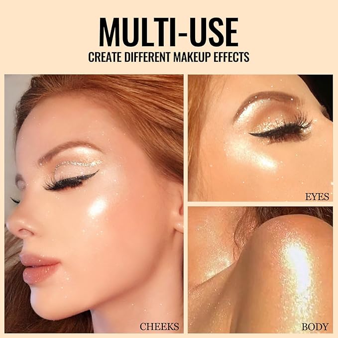 Erinde Face Highlighter Palette, Matte Face Illuminator Palette, Natural Glow Finish, Nude Beige Smooth Baked Powder, Lightweight Blendable Highlighter Makeup, 04 Bright White