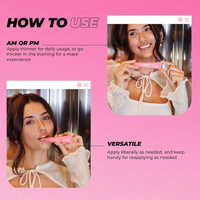 Vitamasques Overnight Lip Mask - Hydrating Vanilla Lip Balm Moisturizer with Vitamins & Natural Oil Hydrates, Nourishes & Plumps Lips Area - Korean Skin Care Lip Care Products (Pack of 3)