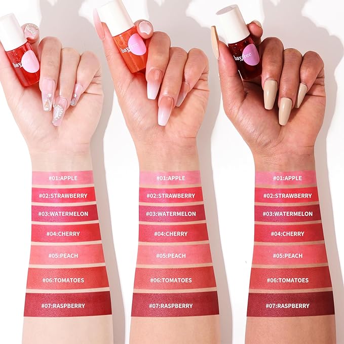 Lip Tint Stain Set, Korean Water Tint Lightweight Non-sticky, Waterproof Long Lasting Liquid Blush & Lip Stain, Transfer-Proof, Matte Finish Lip Color Makeup (fruit platter)