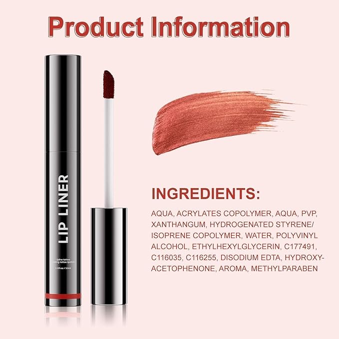 Lip Stain Peel Off - Lip Liner Waterproof, Lip Liner Stain Transfer Proof & Plumping, Moisturizing Non-Stick Cup Matte Finish Stay On All Day, Nude Color